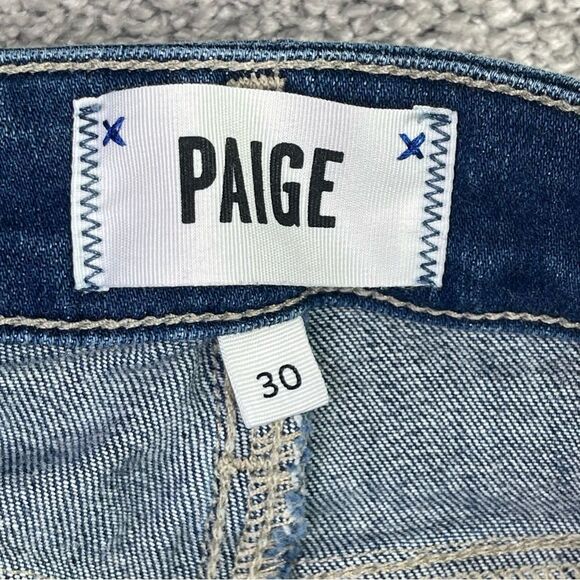 Paige Jeans Women's 30 Blue Skinny Mid-Rise Dark Denim Verdugo Ankle Distressed - Picture 6 of 15